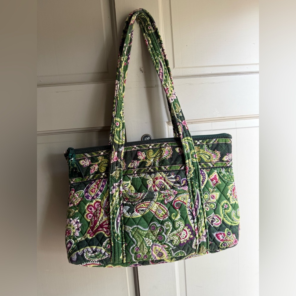 Vera Bradley Green Quilted Tote Bag - Chelsea Villager Paisley